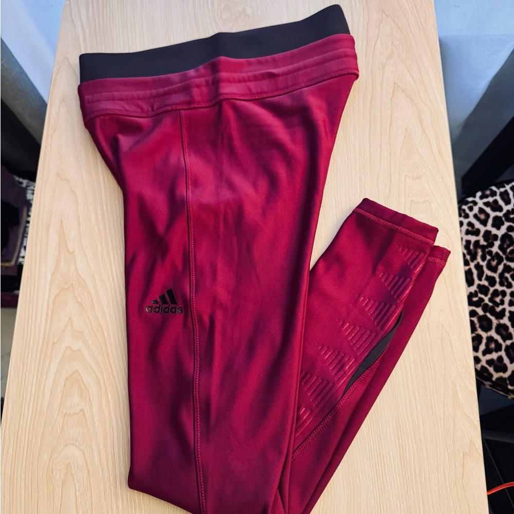 adidas Fuchsia Performance Winter Leggings with Black Waistband